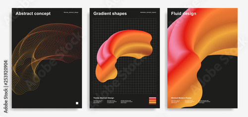 Billede på lærred Set of trendy abstract design templates with 3d flow shapes