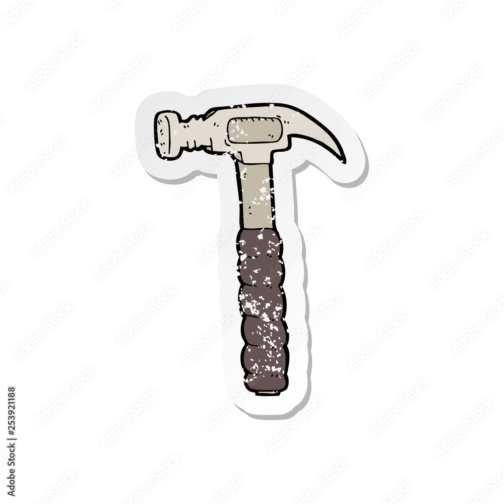 retro distressed sticker of a cartoon hammer retro distressed sticker of a cartoon hammer