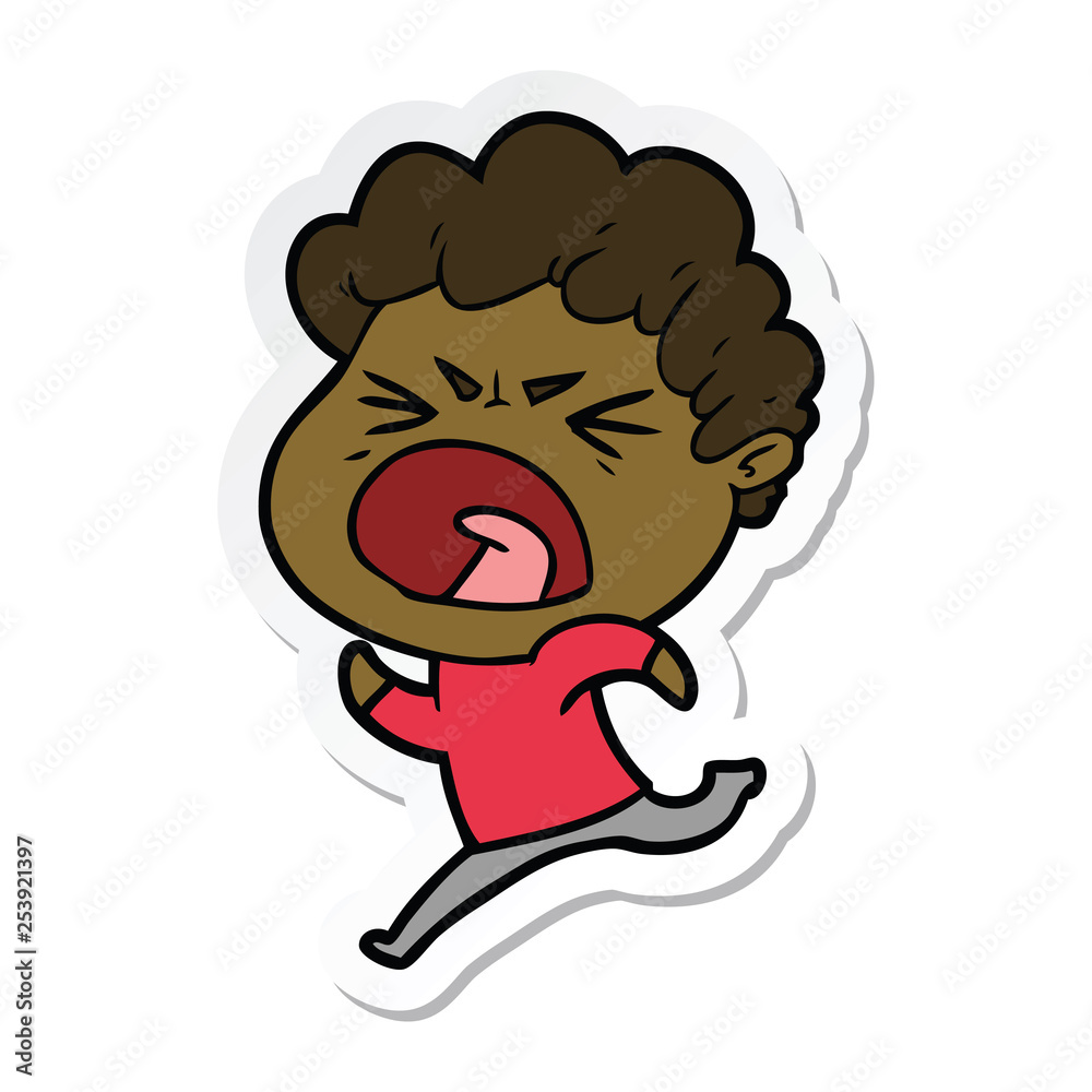 Obraz premium sticker of a cartoon furious man