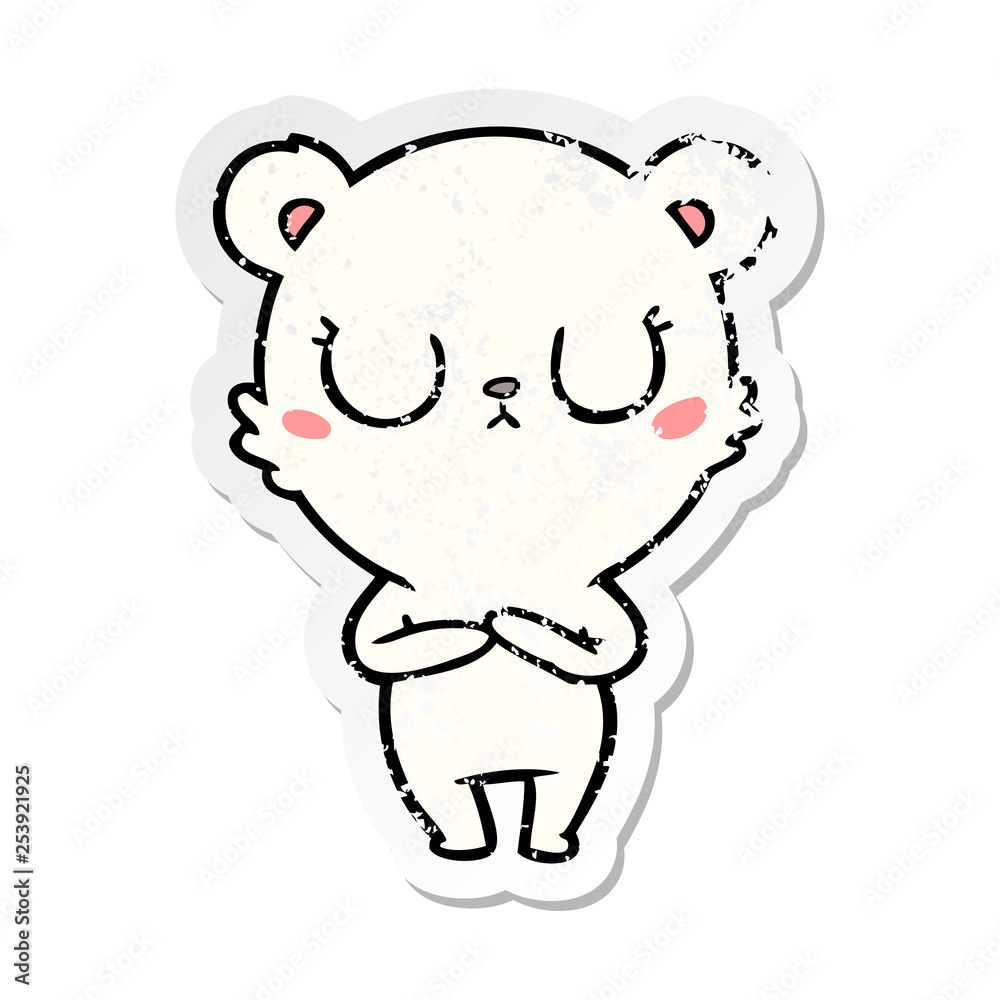 Fototapeta premium distressed sticker of a peaceful cartoon polar bear