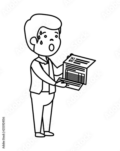 depressed man for money with tax document