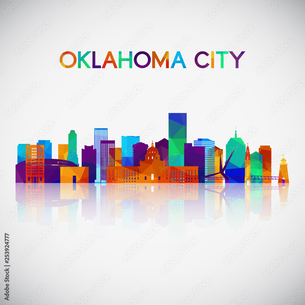Oklahoma City skyline silhouette in colorful geometric style. Symbol for your design. Vector illustration.