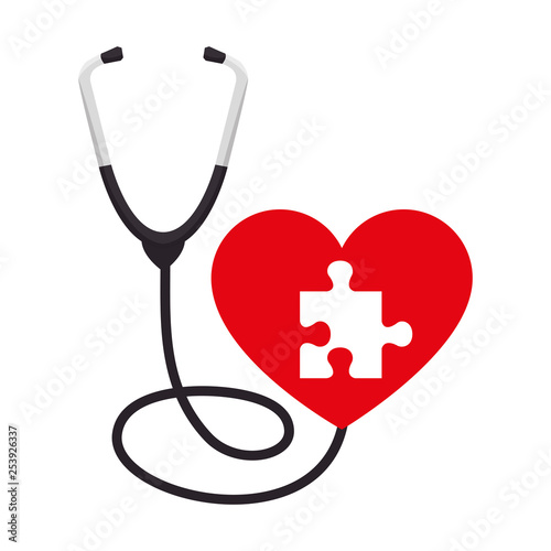 heart with puzzle attached and stethoscope