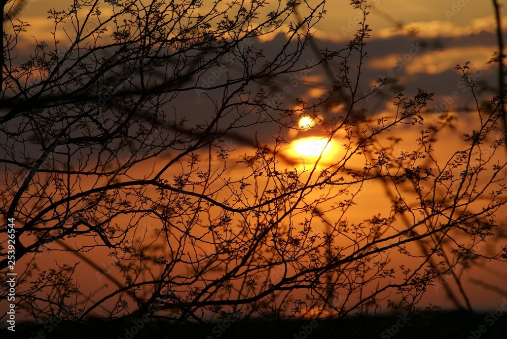 child playing at sunset
