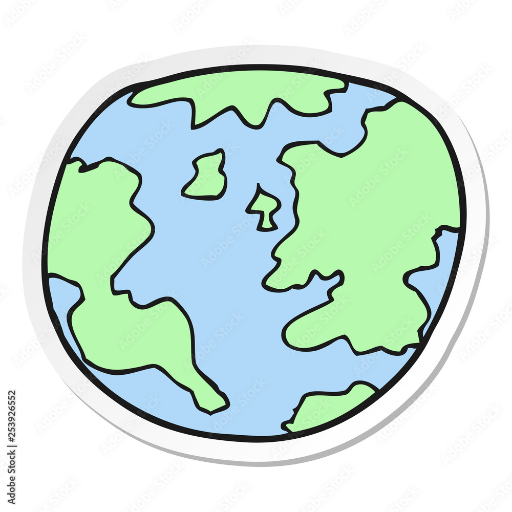 sticker of a cartoon planet earth sticker of a cartoon planet earth