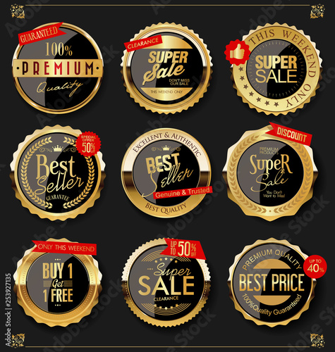 Luxury premium golden badges and labels