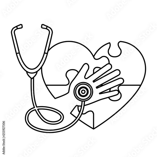 heart with puzzle attached and stethoscope