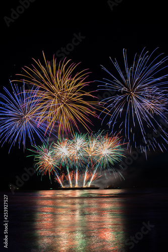 Annual summer fireworks event at Scheveningen beach in Den Haag on 11th August by England