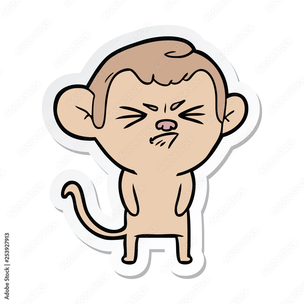 sticker of a cartoon annoyed monkey