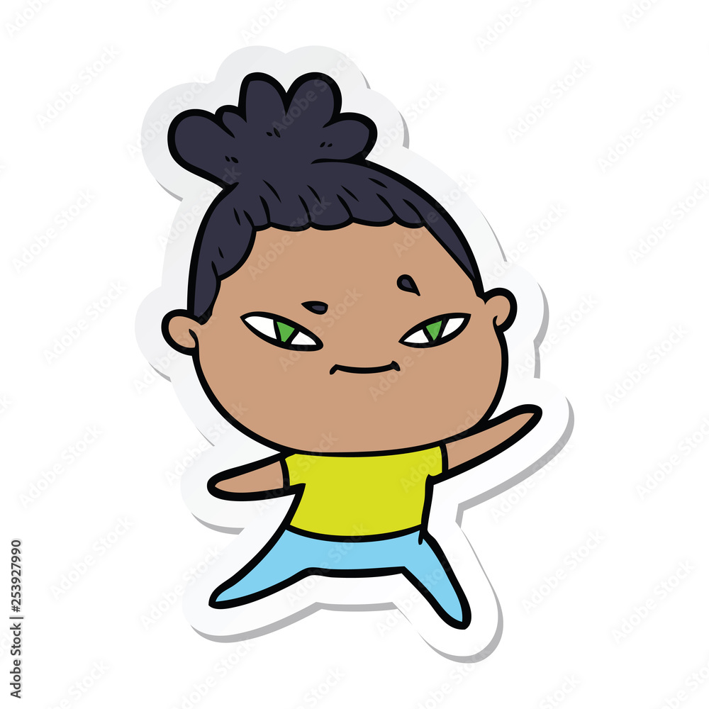 sticker of a cartoon woman