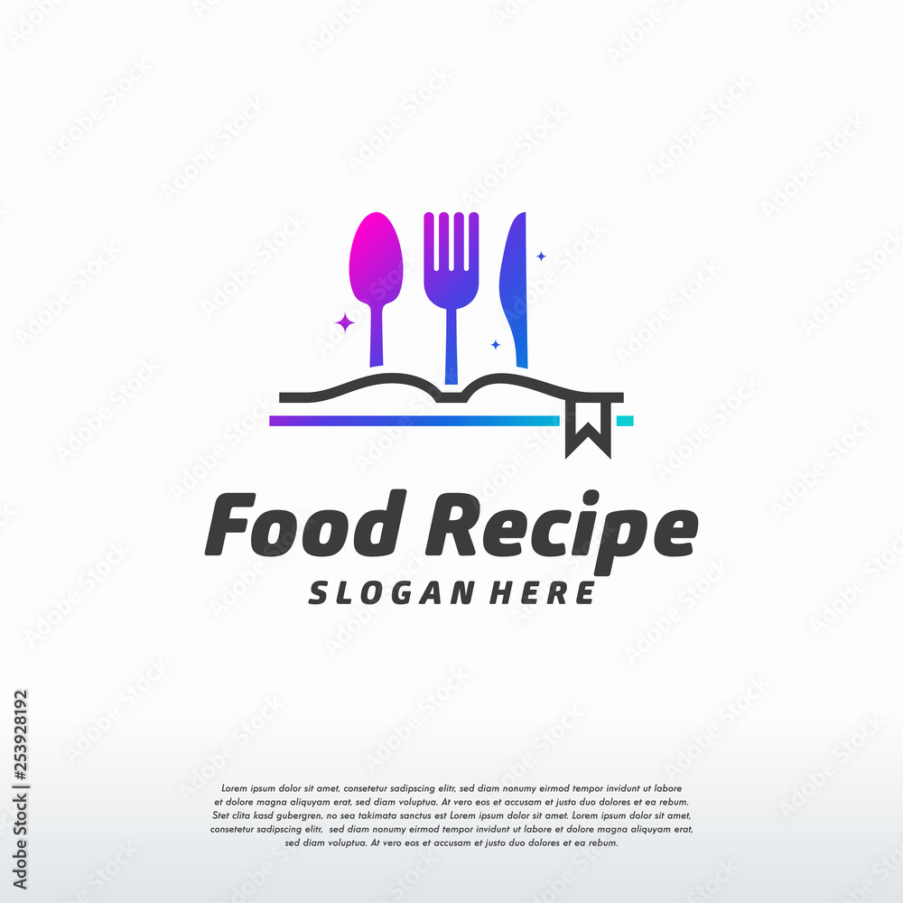 Food Recipe logo designs concept vector, Food Book logo 