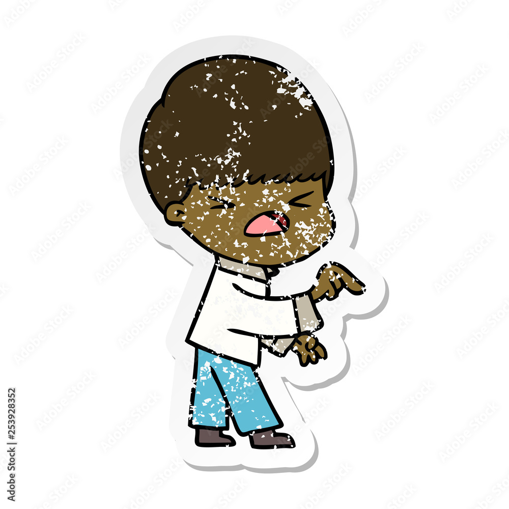 distressed sticker of a cartoon stressed man distressed sticker of a cartoon stressed man