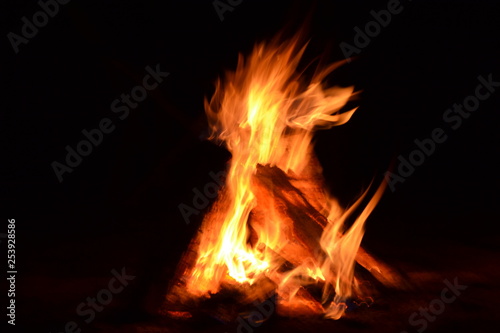 fire in fireplace