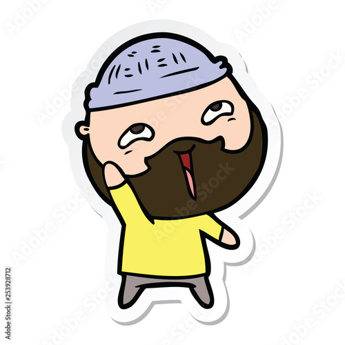 sticker of a cartoon happy bearded man