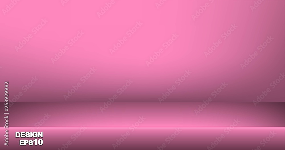 Vector illustration, pink studio table room for display of content or products