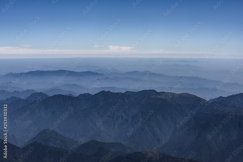 haze and layers of mountain landscape