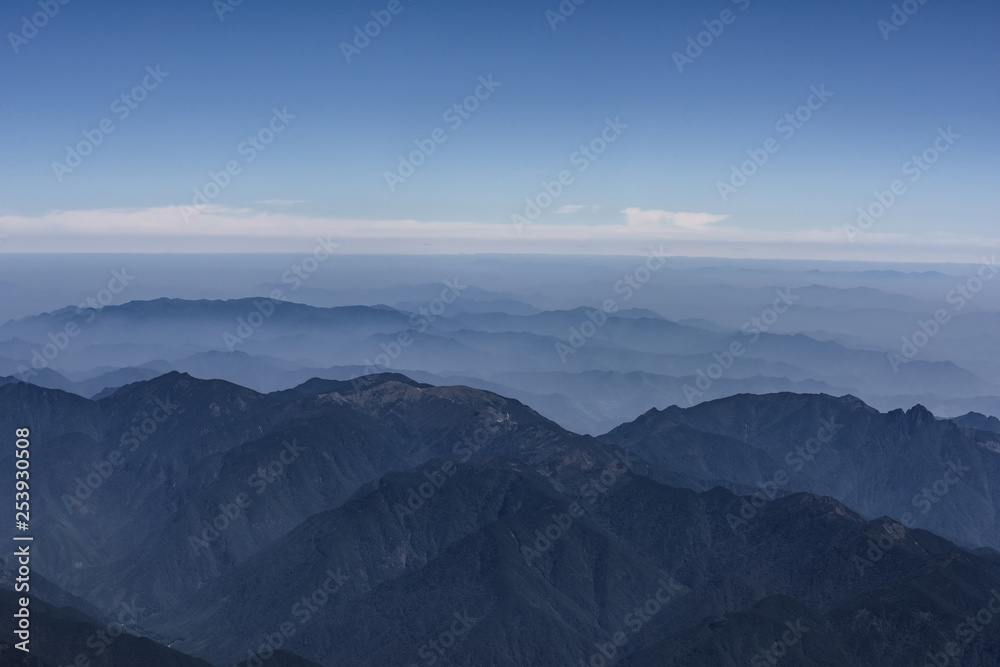 haze and layers of mountain landscape