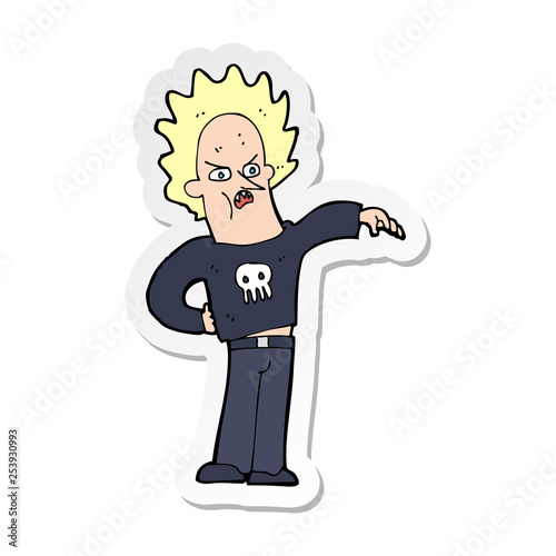 sticker of a cartoon nasty boy