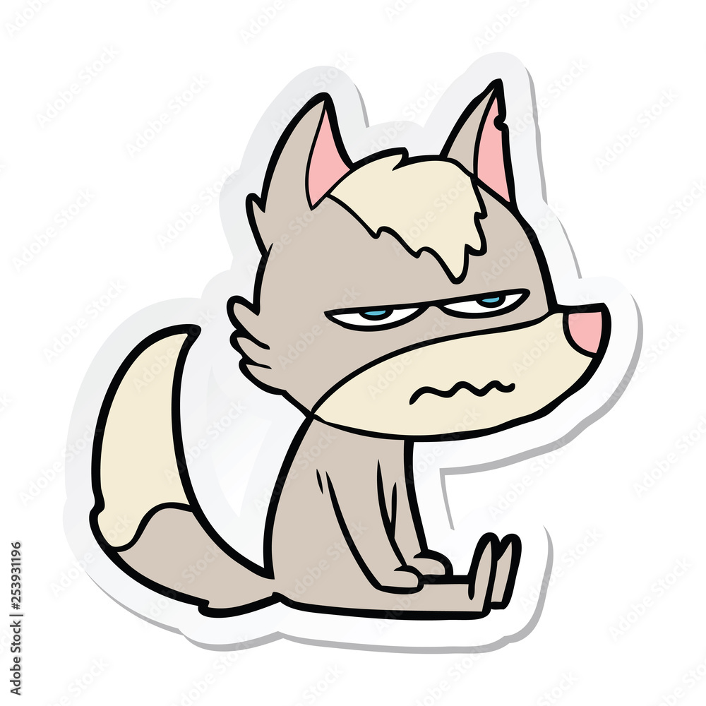 sticker of a cartoon annoyed wolf sticker of a cartoon annoyed wolf