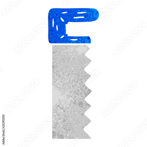 retro cartoon doodle of a metal saw