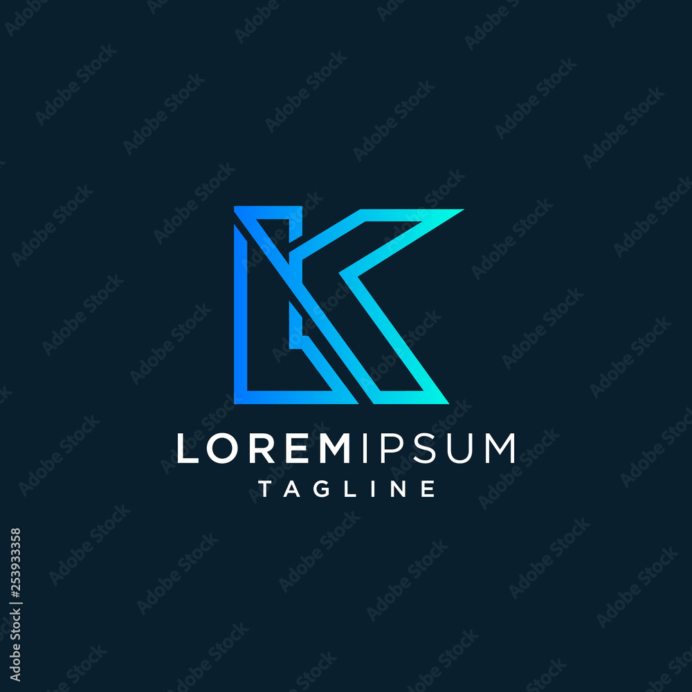 LK letter linked initial logo design with blue color. LK letter linked initial logo design with blue color.