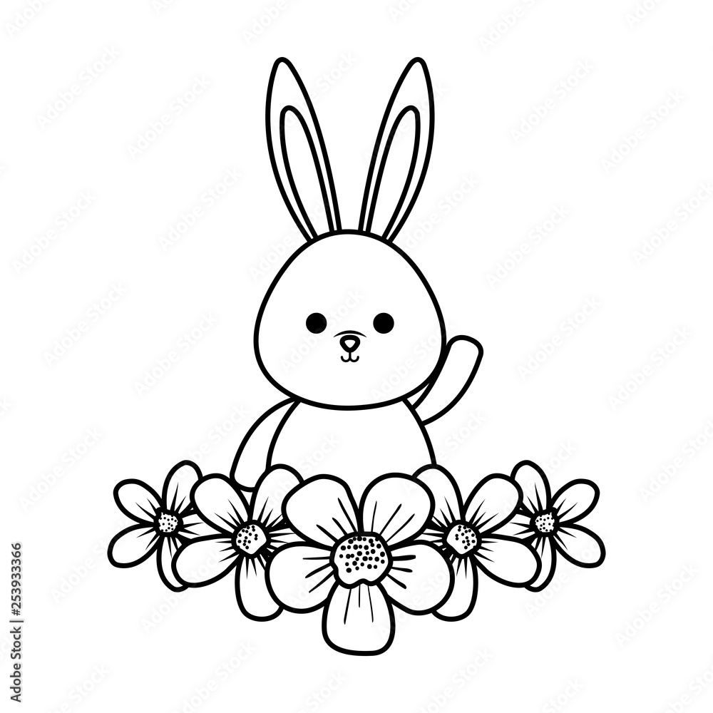 cute rabbit with flowers character cute rabbit with flowers character