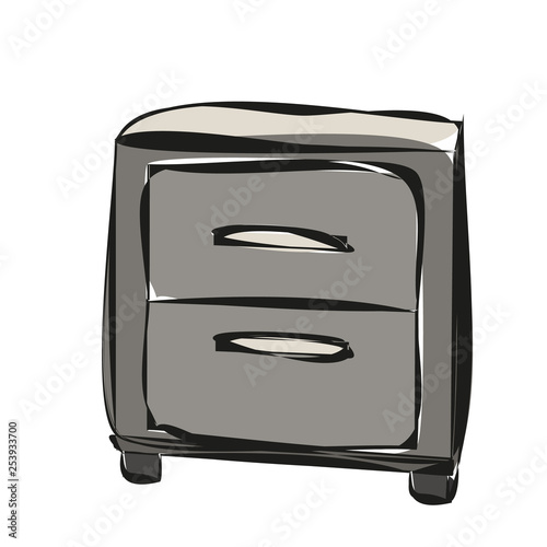 sketch of the bedside table