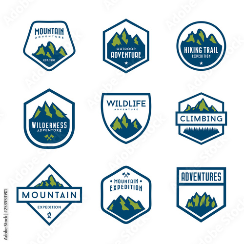 Free Download Set of mountain, outdoor, adventure, and expedition vintage logo and badges.  - GFXLoad