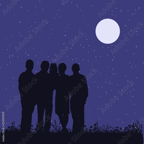 vector, isolated, people in the park, silhouette