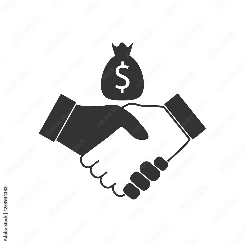 Business handshake icon. Vector illustration, flat design.