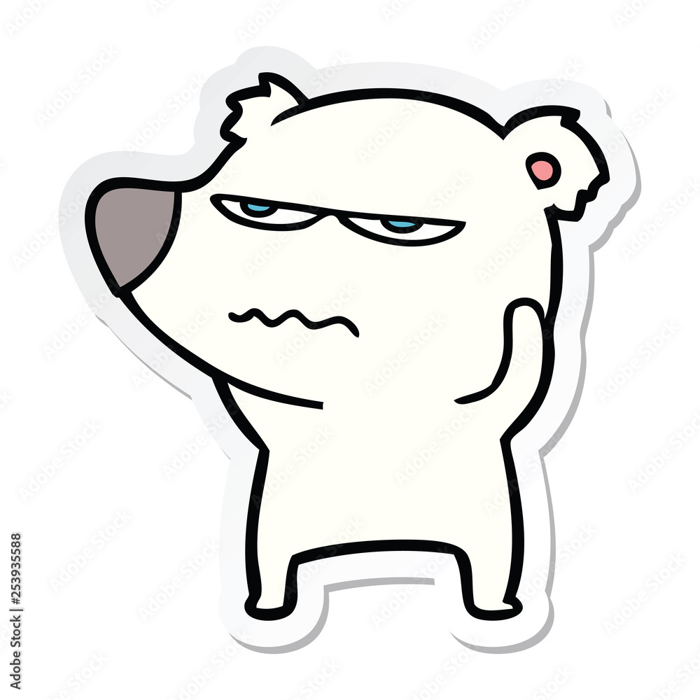 sticker of a angry bear polar cartoon sticker of a angry bear polar cartoon