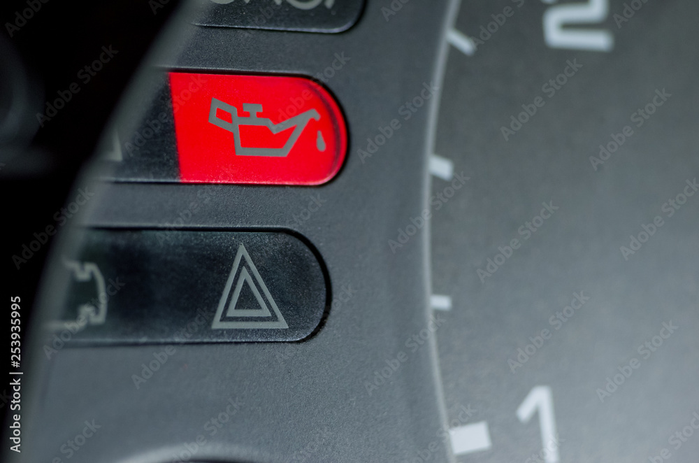 Screen symbols battery and Oil lamp warning light incar dashboard