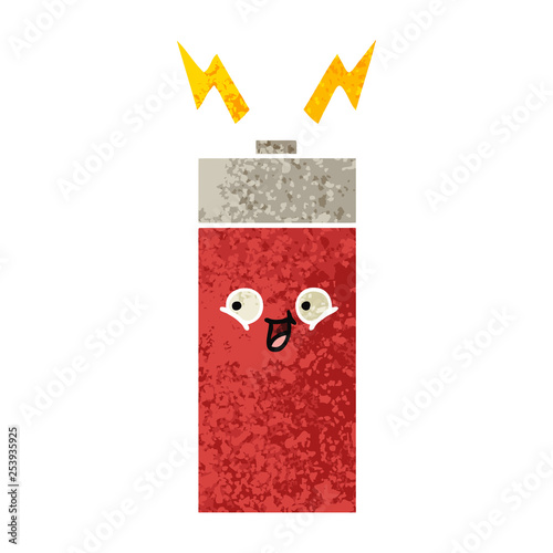 retro illustration style cartoon battery