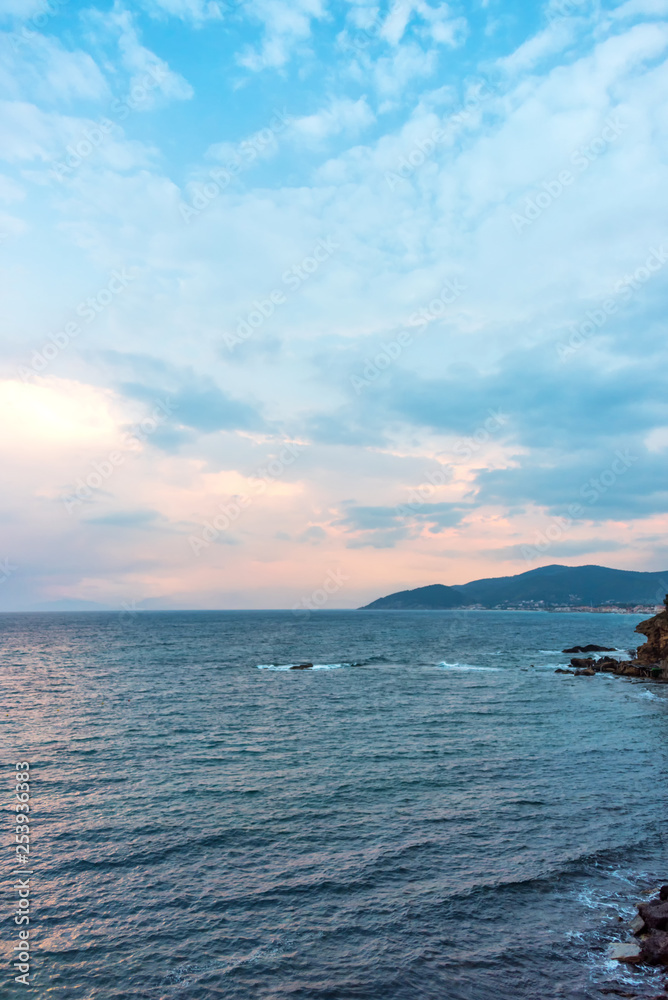 Fototapeta premium Sunrise on the Southern Italian Mediterranean Sea