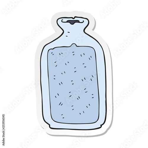 sticker of a cartoon hot water bottle