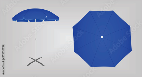 Blue sun umbrella. vector illustration