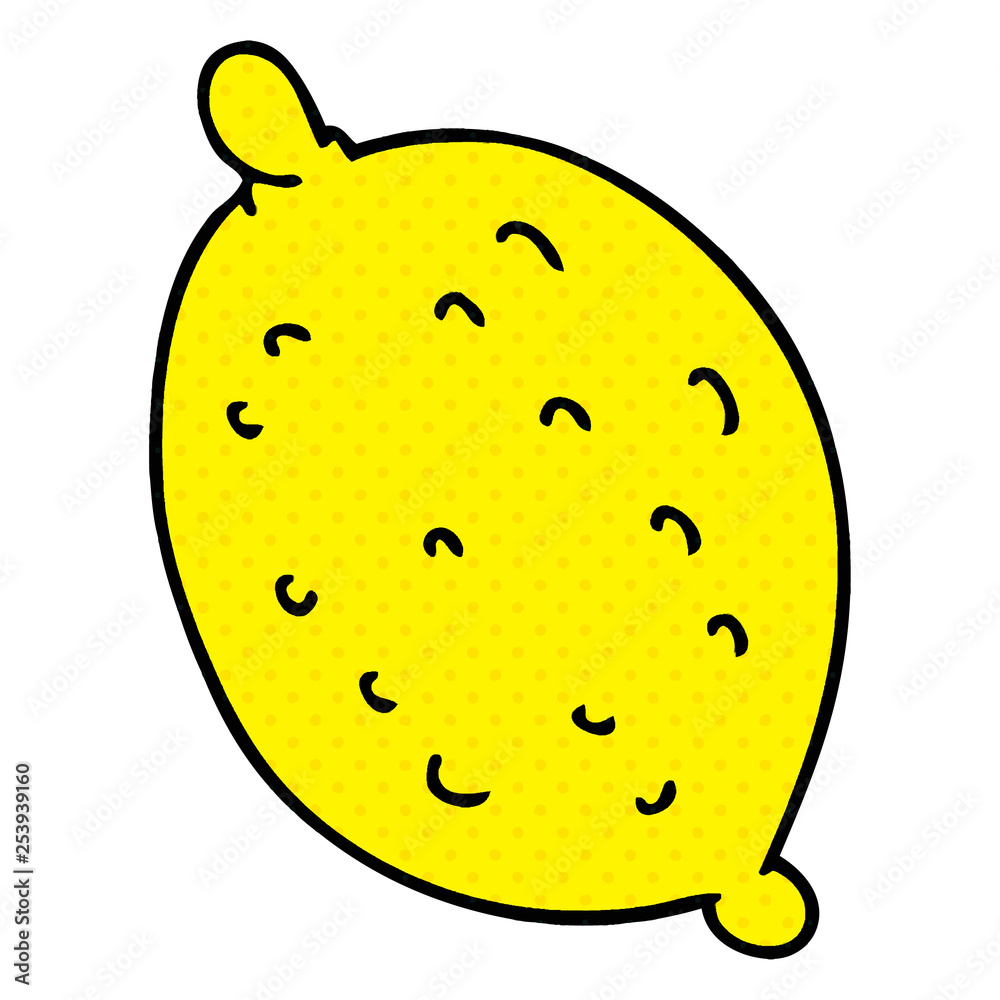 quirky comic book style cartoon lemon