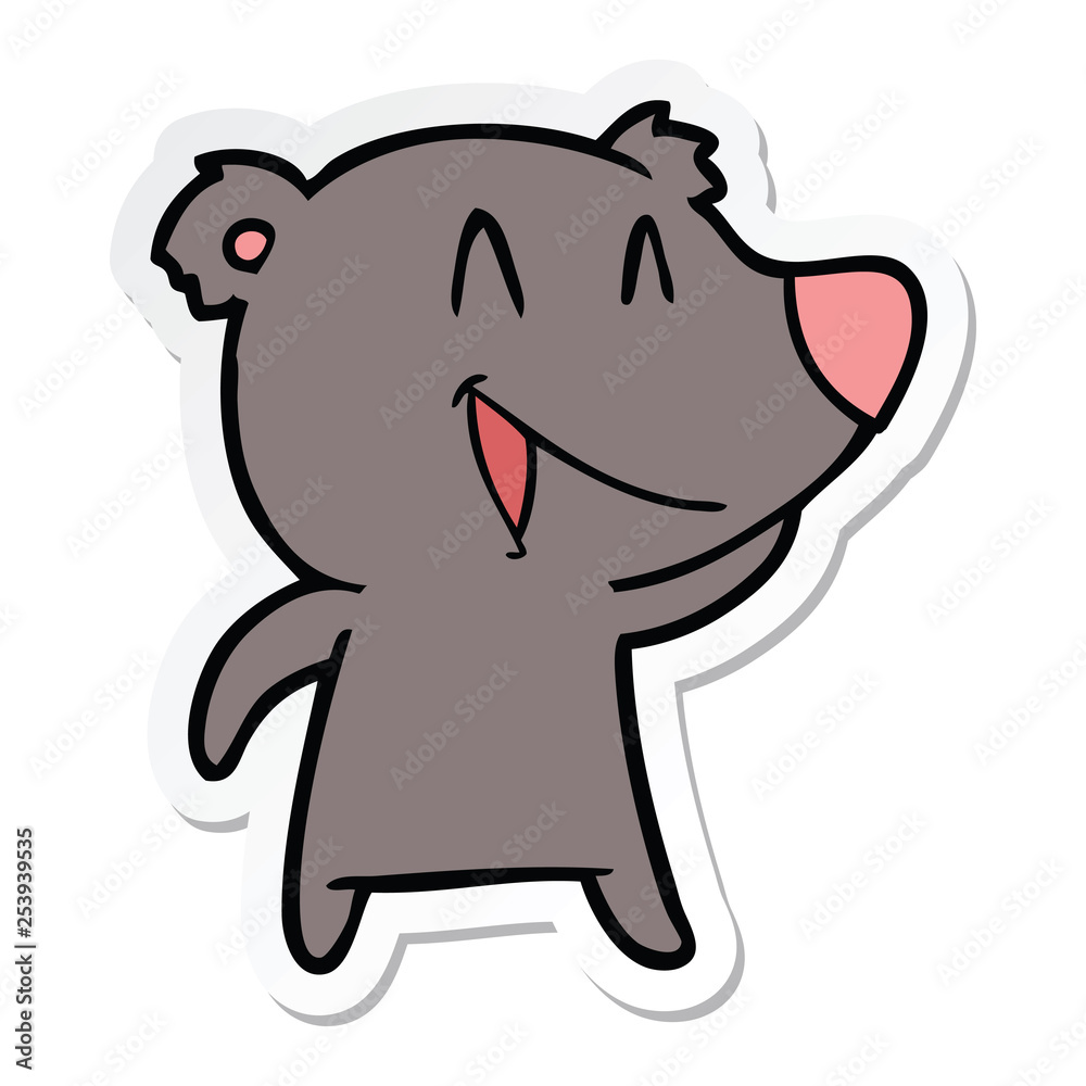 Fototapeta premium sticker of a laughing bear cartoon