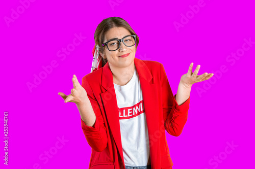 Ignorance and arrogance. Closeup portrait young man shrugging shoulders who cares so what I don't know gesture