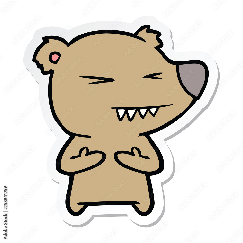 sticker of a angry bear cartoon sticker of a angry bear cartoon