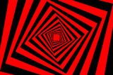 Rotating concentric squares, Square optical illusion pattern - black and red, Geometric abstract background
