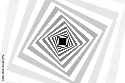 Rotating concentric squares, Square optical illusion pattern - black and red, Geometric abstract gray background