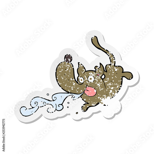 retro distressed sticker of a cartoon drooling dog