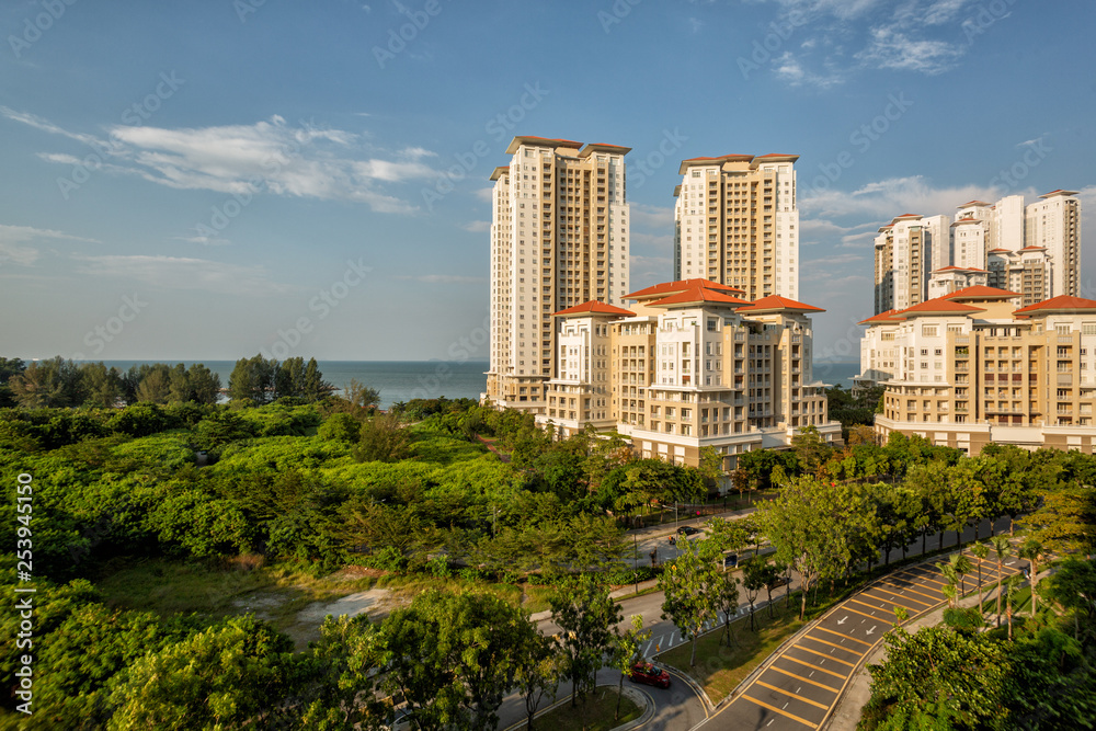 View of large residential apartment complex