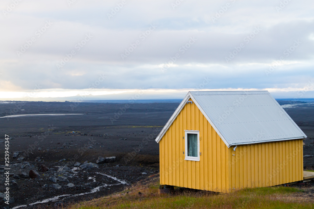 Desolate landscape from Kverfjoll area, Iceland panorama