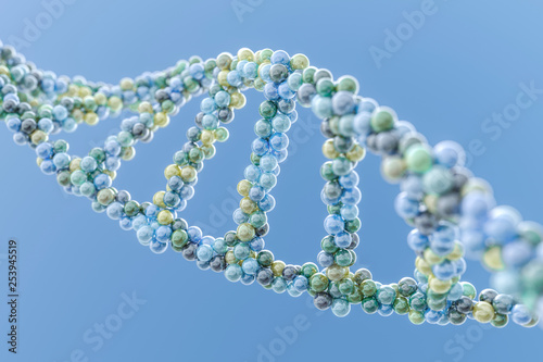 3d rendering, DNA with blue background