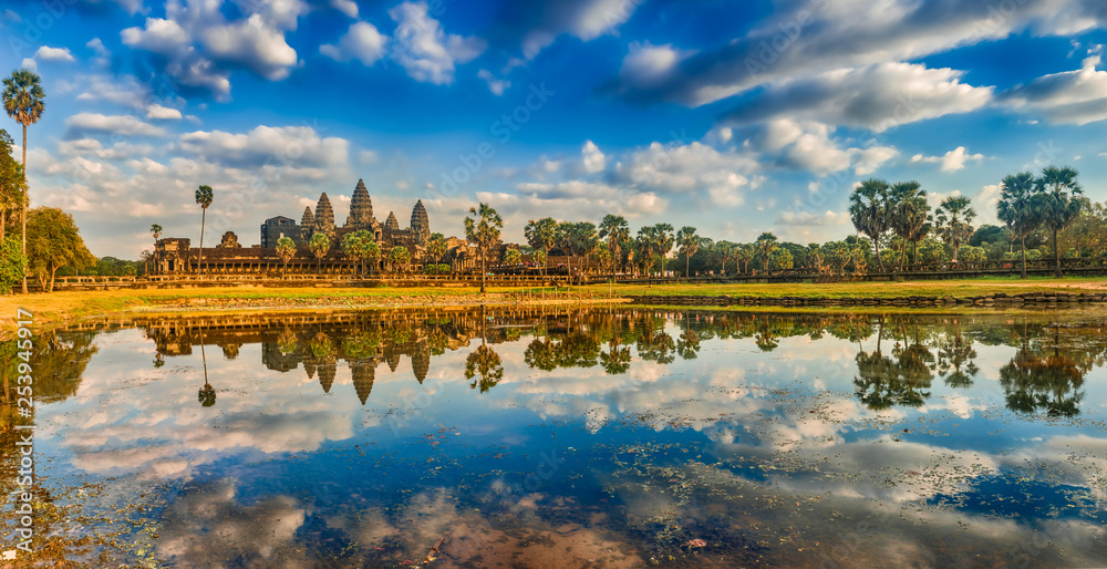 Fototapeta premium Angkor Wat temple at sunset. Siem Reap. Cambodia. Panorama