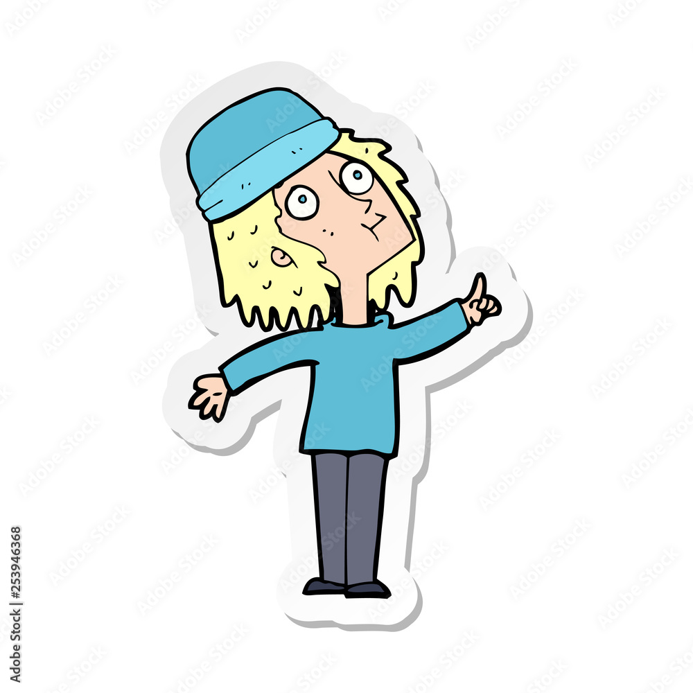 sticker of a cartoon woman wearing winter hat sticker of a cartoon woman wearing winter hat