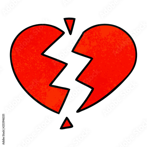 retro grunge texture cartoon broken heart