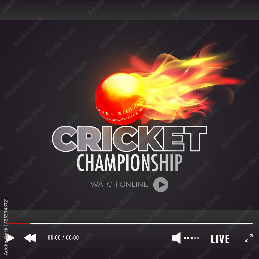 Live streaming video play screen for Cricket Championship event concept